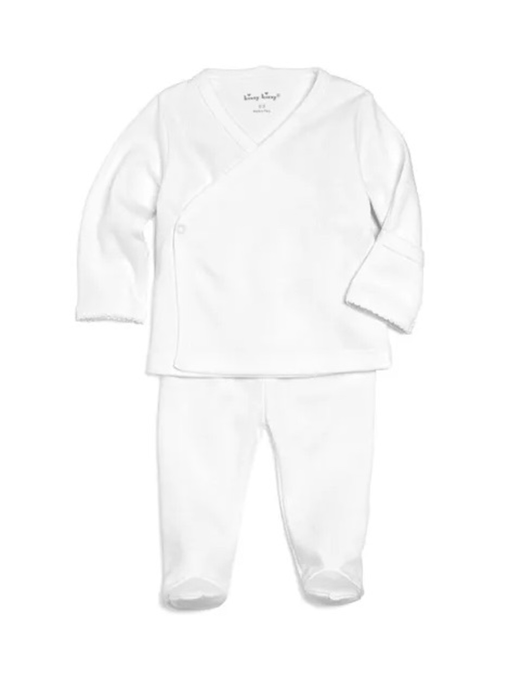 Kissy Kissy Classic Pima Cotton White Wrap-Front Baby Pajama Set 3-6M